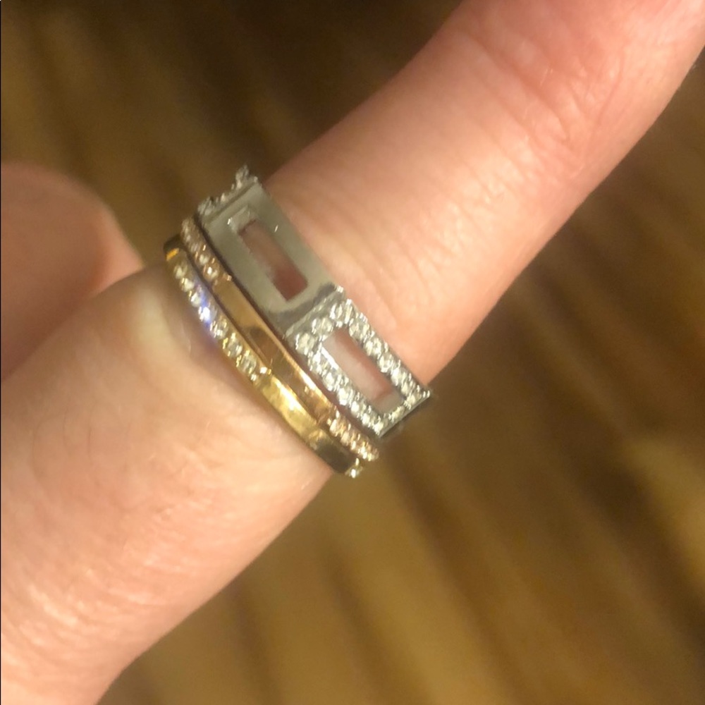 Swarovski stackable rings.